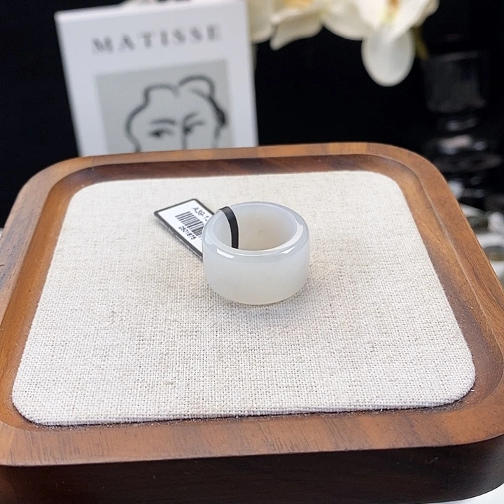 和田玉（糖玉）未镶嵌戒指Z17藕粉圆切扳指16.8