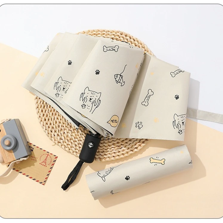 全自动三折叠logo定制卡通雨伞男女太阳防晒遮阳晴雨两用伞太阳伞