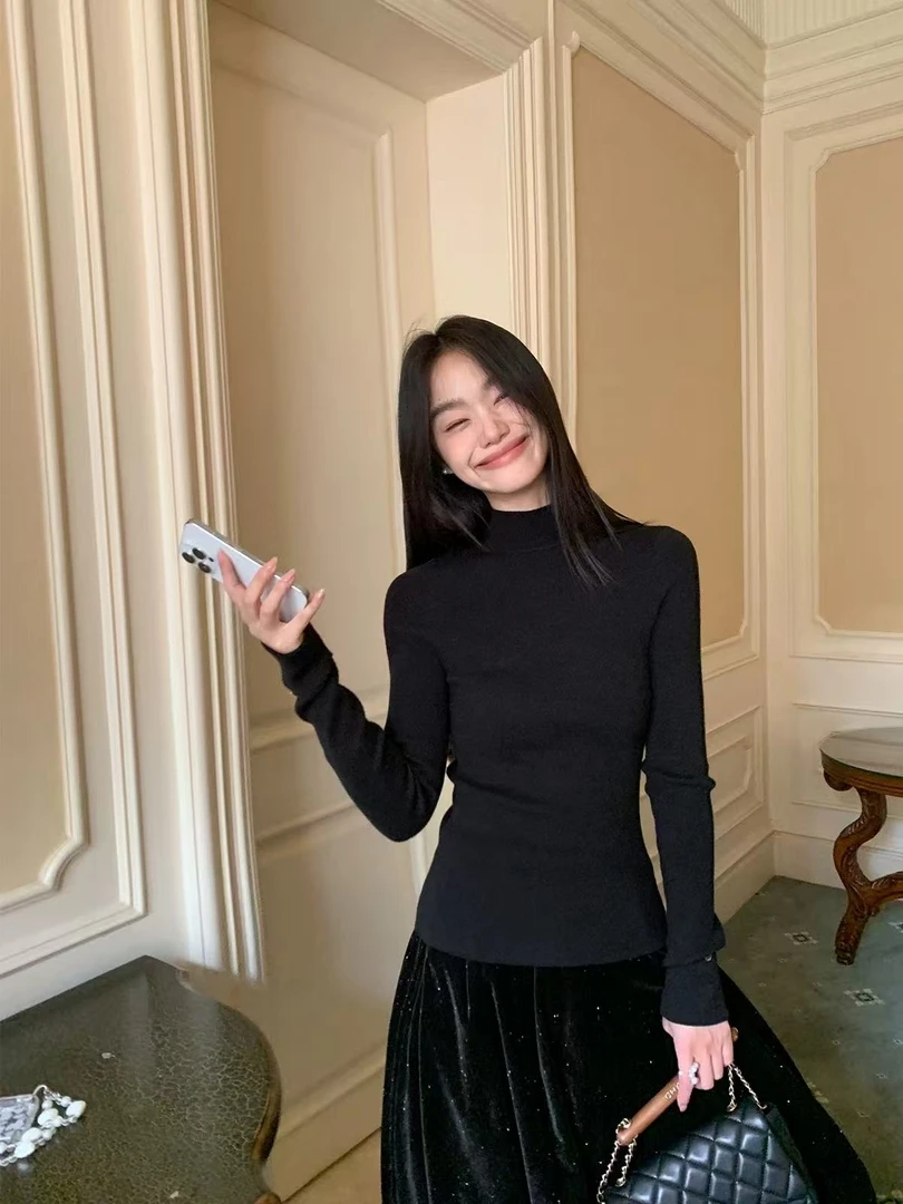 C30-1三色“纯色高领”针织长袖（8270）