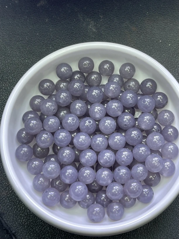 天然珠宝玉石 和田玉烟紫 散珠Y1925  10MM  25颗（赠弹力绳）