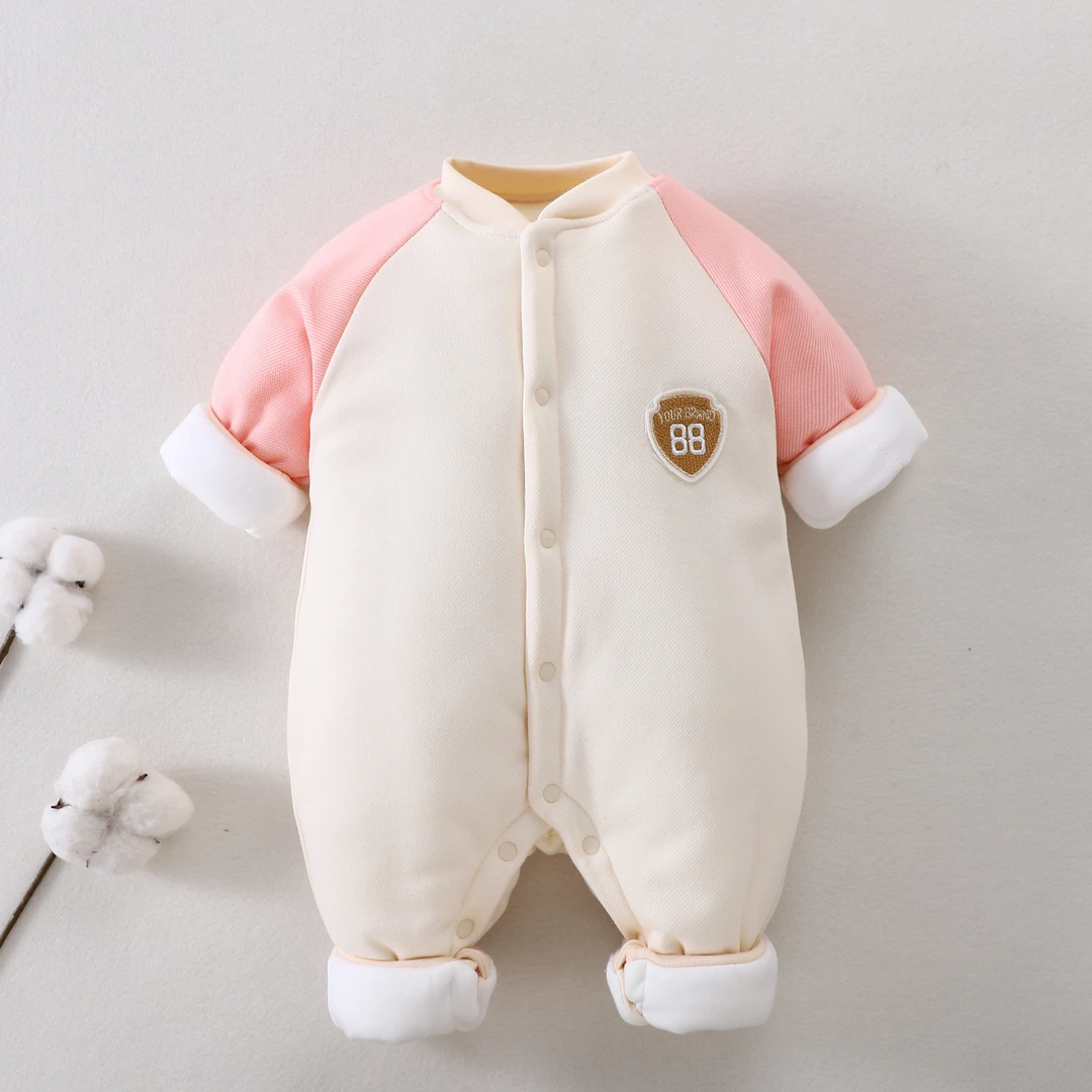 福利200g加厚婴儿棉衣连体厚款冬季夹棉哈衣爬服宝宝外穿棉衣加厚