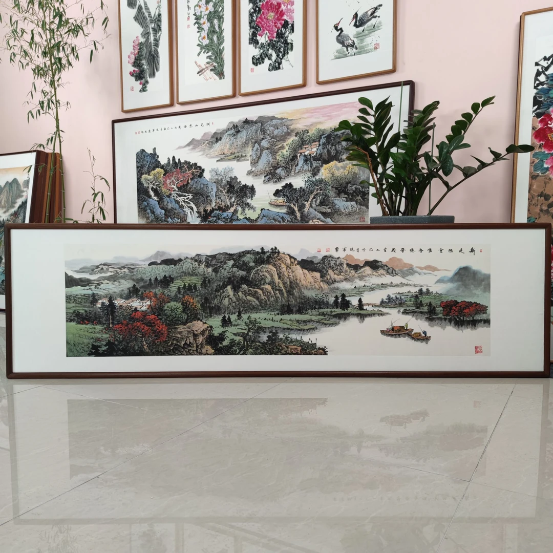 张现军老师纯手绘山水《斯是陋室惟吾德馨》带框223*63厘米