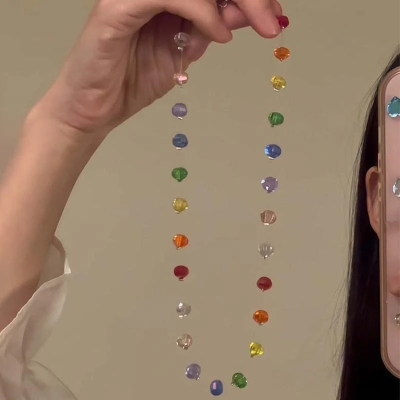 卡柒 非金属树脂项链 多巴胺糖果色串珠项链小众设计高级感锁骨链