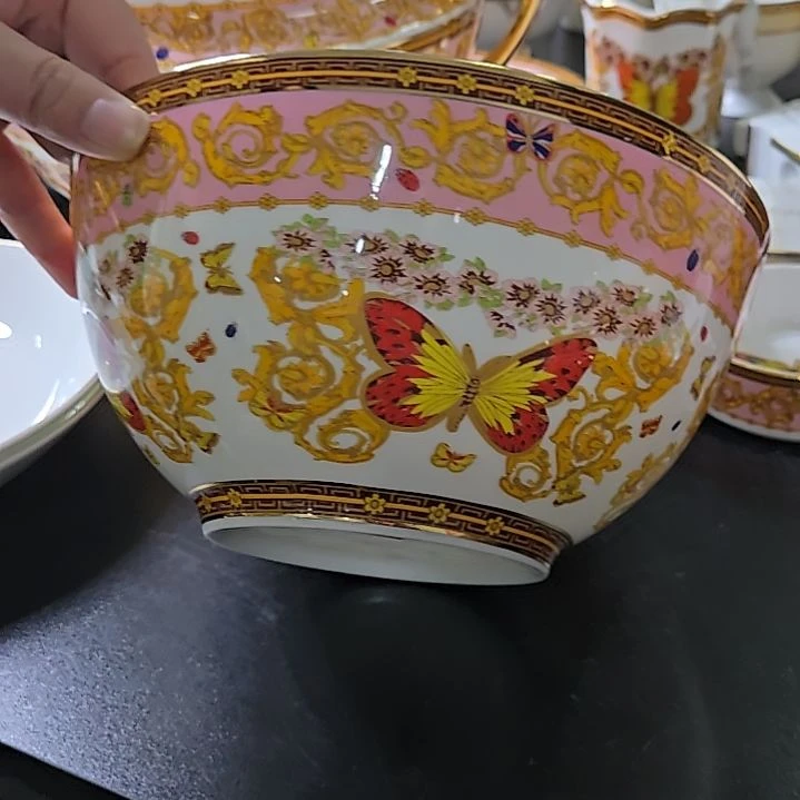 华***姨45%以上骨粉骨瓷蝴蝶8寸汤碗一个6666