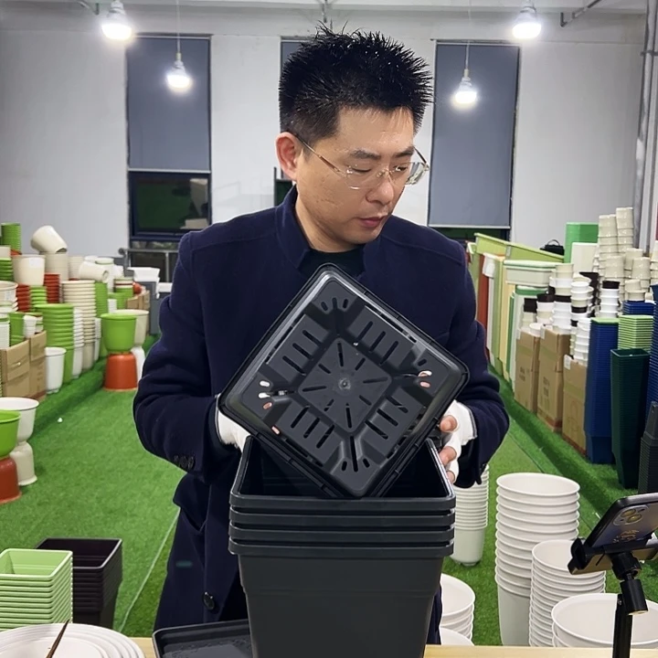 清仓方盆口20高22黑色6只带托