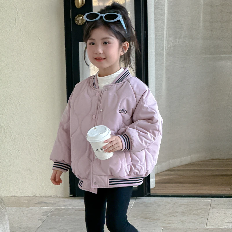 女童外套保暖2025秋冬新款儿童韩版棒球服女宝宝冬装男孩休闲棉衣