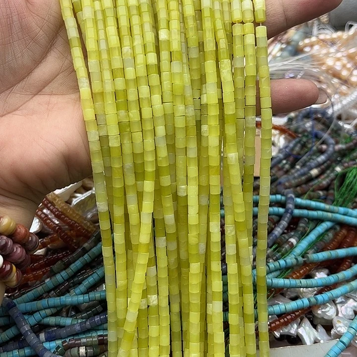 玛瑙/玉髓未镶嵌珠宝半成品一条4mm柠檬玉管珠