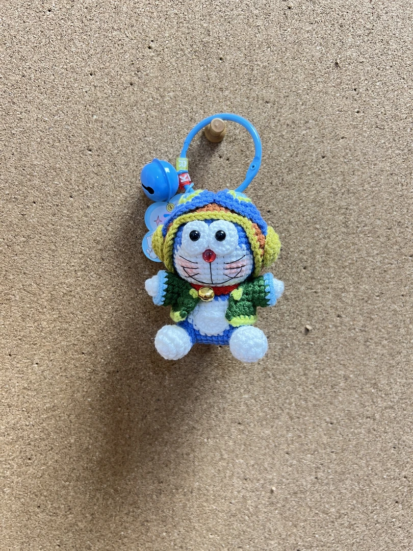 HE可爱机器猫包包挂饰钥匙扣手工钩织礼物
