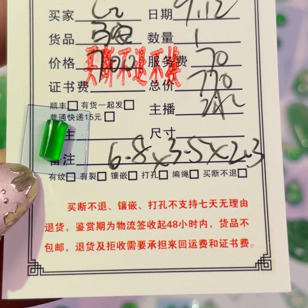 C****颈饰未镶嵌翡翠裸石