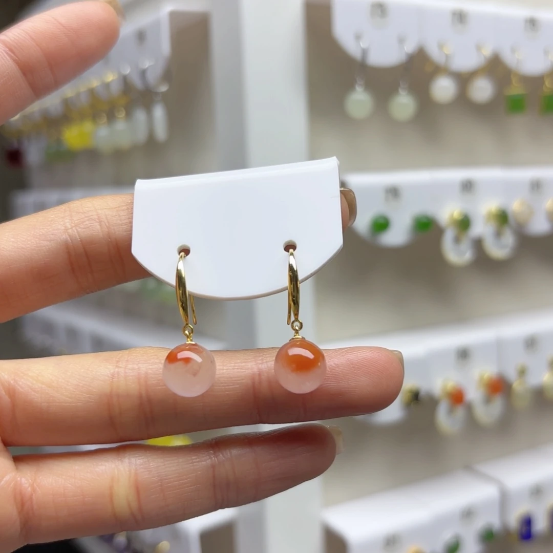 银S925镶嵌南红玛瑙耳饰