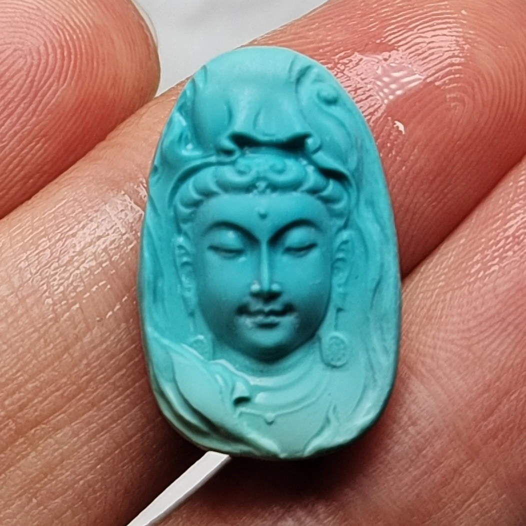 绿松石观音吊坠观音精工雕刻
