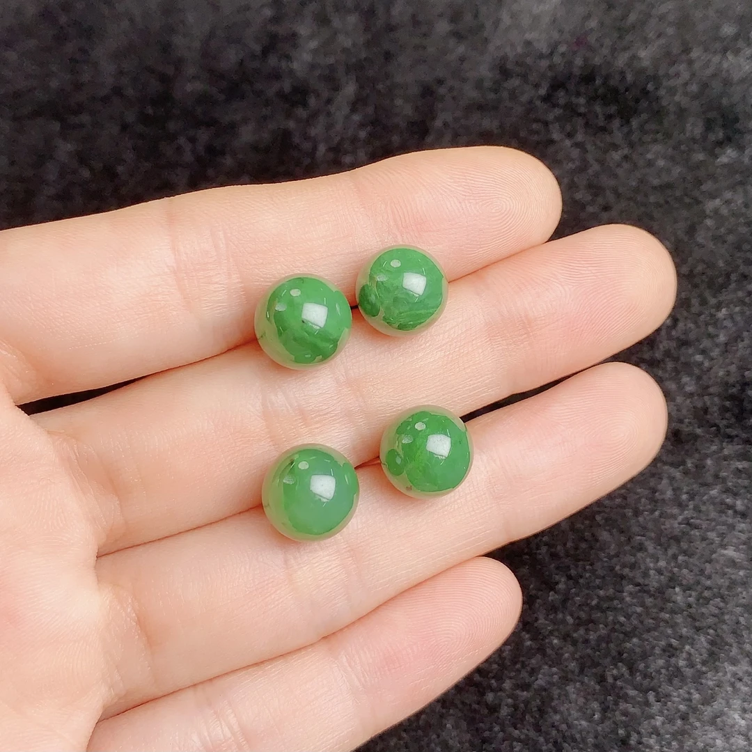 【麦子家族夏日特惠】天然和田玉耳钉S925银耳饰多样性发1对 D1914