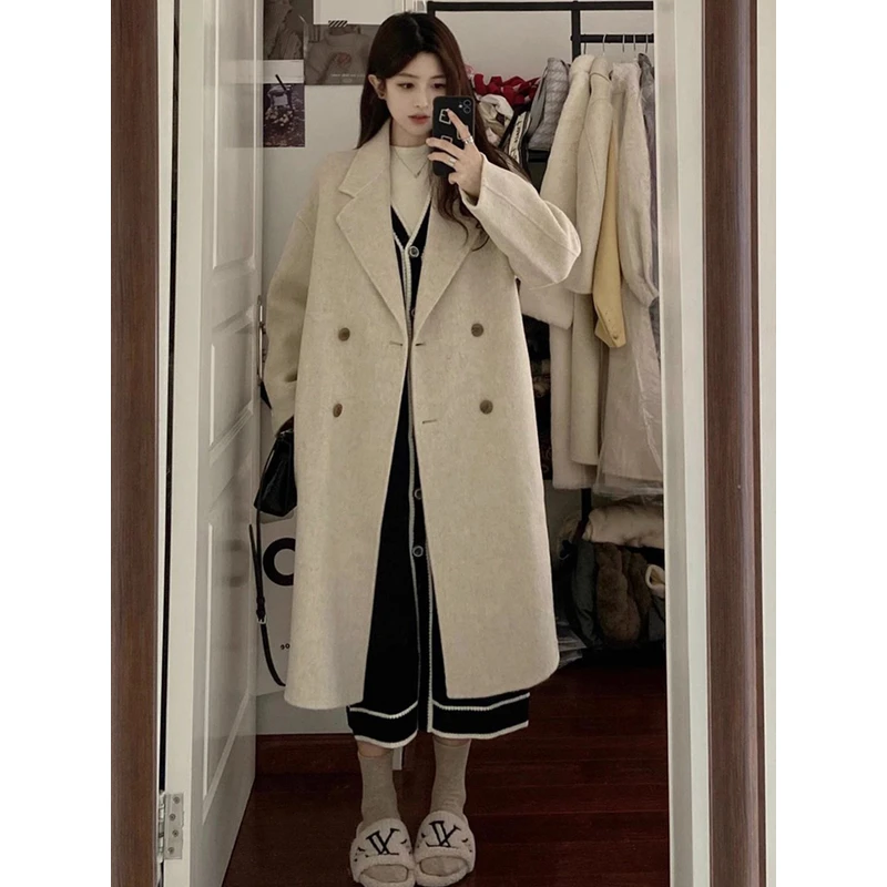 【JJING专属】秋冬小个子时尚呢子外套气质宽松网红毛呢大衣女