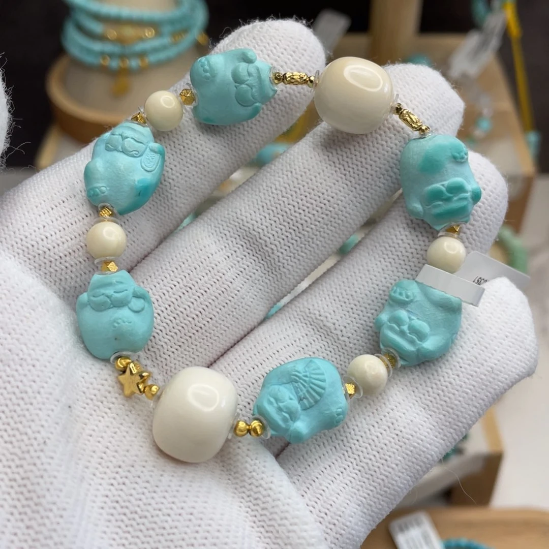 绿松石未镶嵌精品猫猫手链