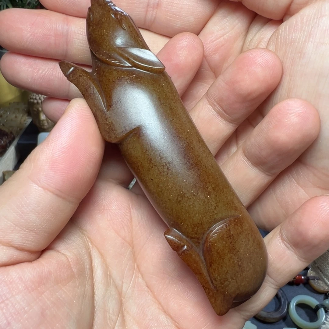 闲***头摆件和田玉。猪握12345