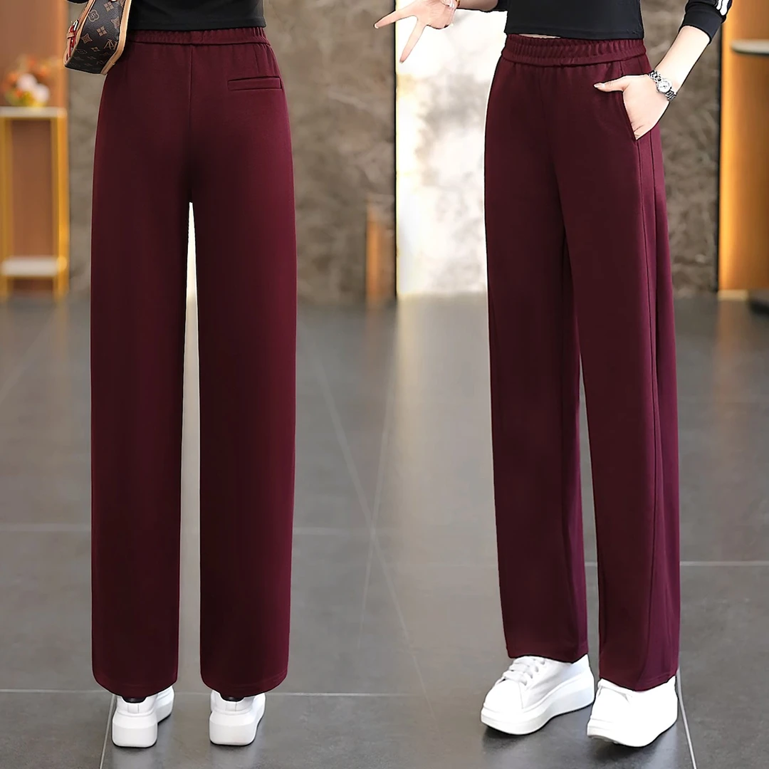 梵夏黛辰弯刀裤女春秋高定直筒裤高腰松紧休闲洋气宽松显瘦妈妈裤