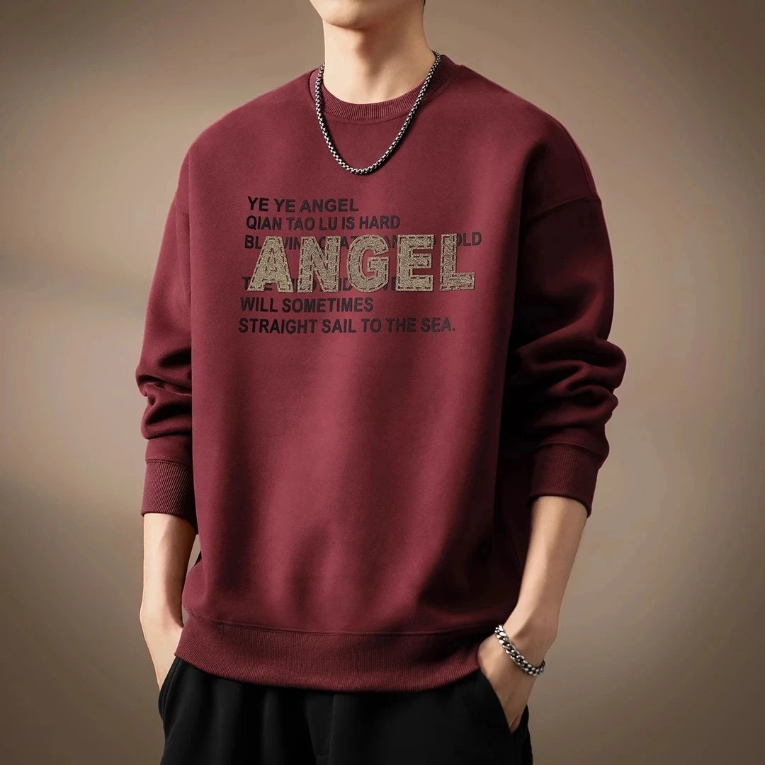 高端美式重磅复古卫衣男2025春秋新款本命年红潮牌宽松基础上衣男