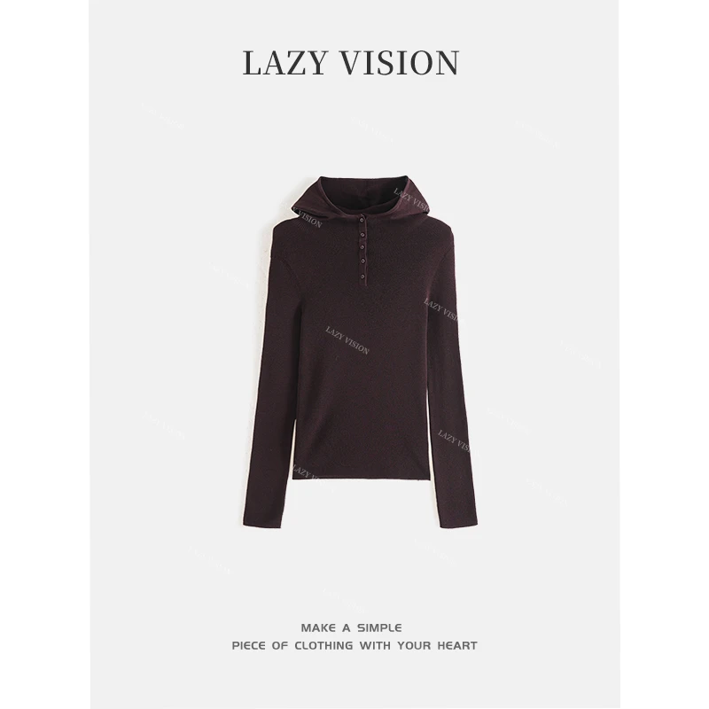 LAZYVISION100羊毛极针织衫套头修身帽衫ZMD-31401