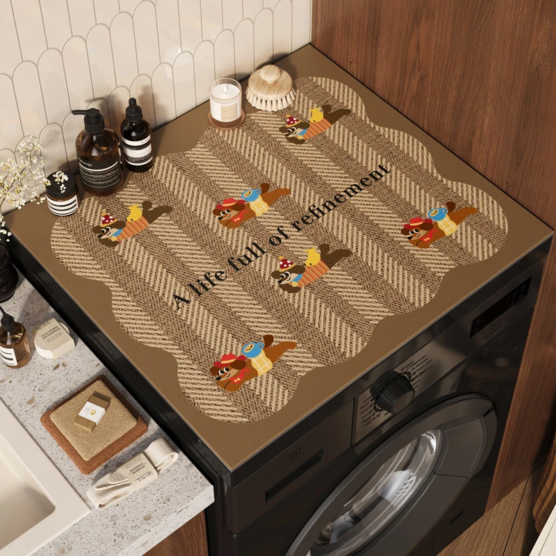 滚筒式全自动洗衣机防尘罩套冰箱盖布吸水防晒免洗床头柜台面垫子