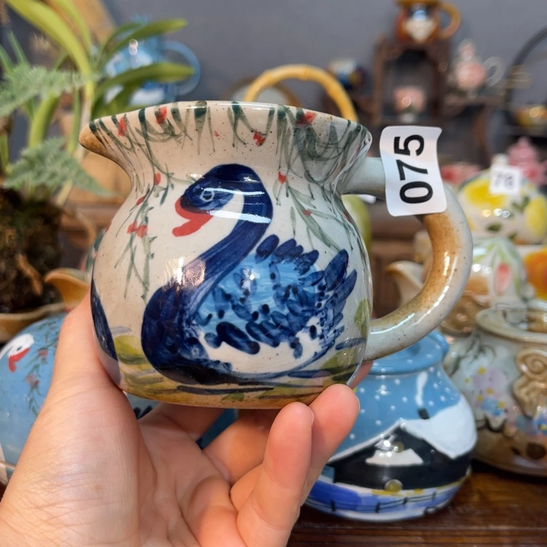 壶素浅陶瓷手工手绘