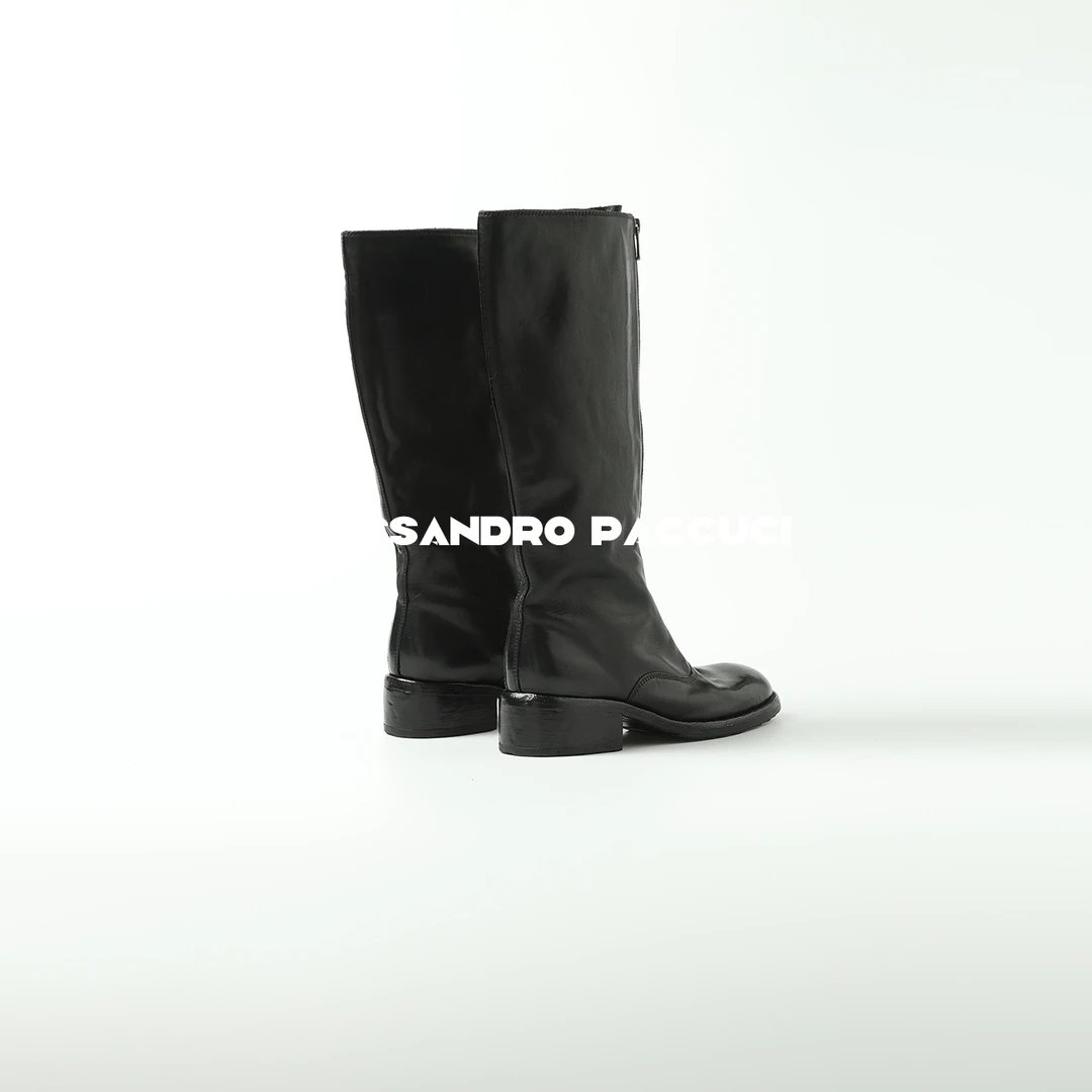 AP洛哥43148XC【维罗纳】真皮粗跟蜡感复古手工时尚百搭长靴高帮鞋