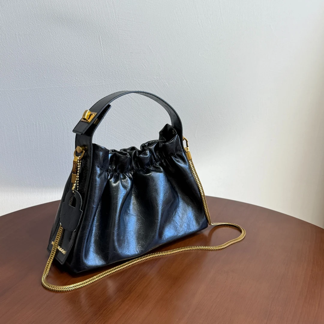 【黑云朵】2025秋冬小众褶皱云朵手提包高级感链条斜挎包（3508-3）