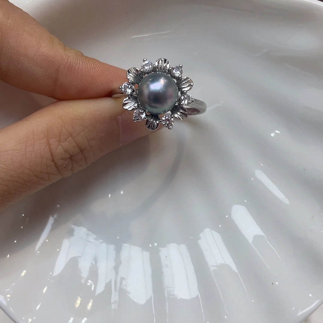 海水珍珠戒指银S925镶嵌