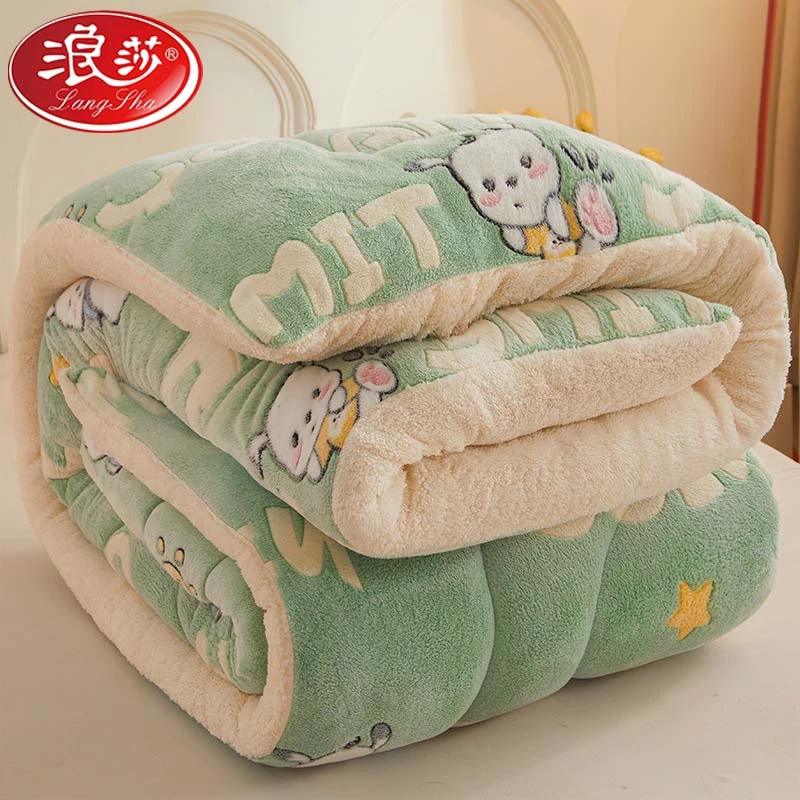 浪莎雪花绒羊羔绒冬被双面加绒加厚牛奶绒被芯保暖被宿舍春秋被