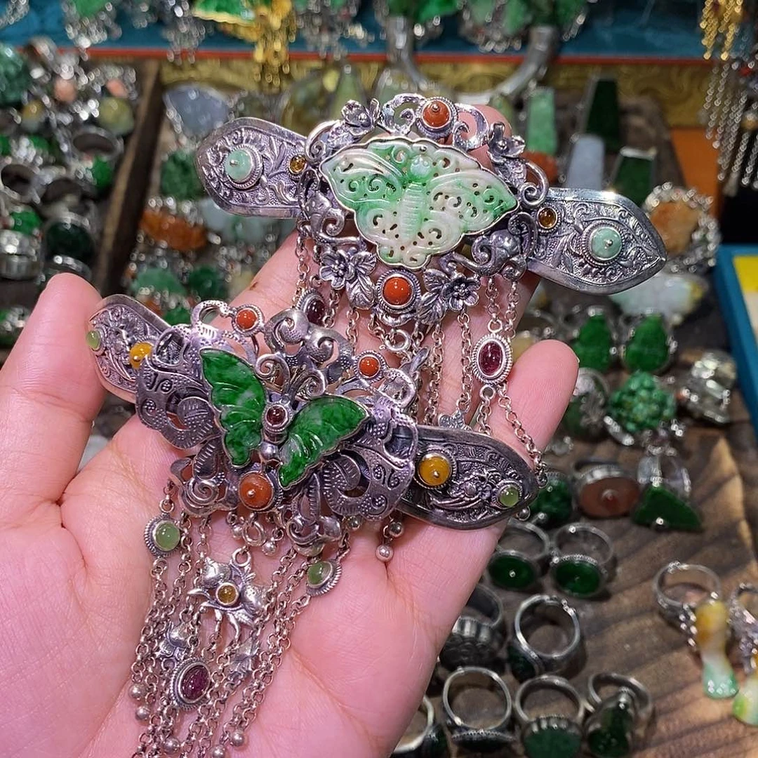 散珠翡翠发夹z z z炸炸