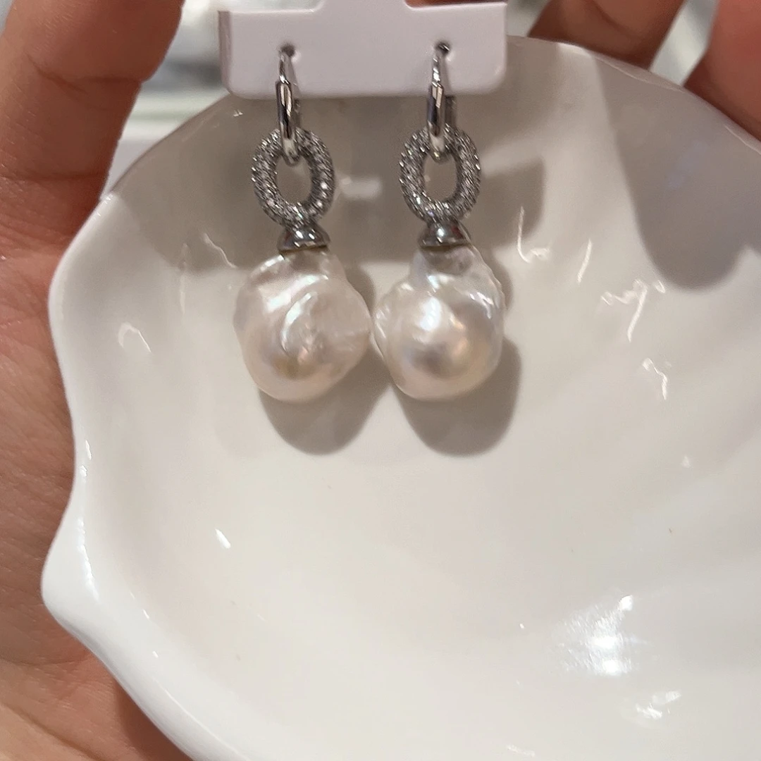 合金淡水珍珠耳饰