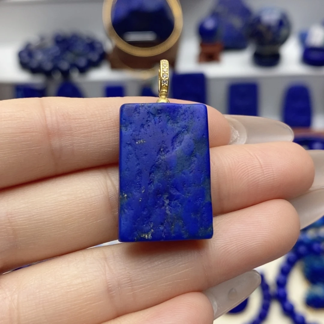 青金石银S925镀金镶嵌颈饰