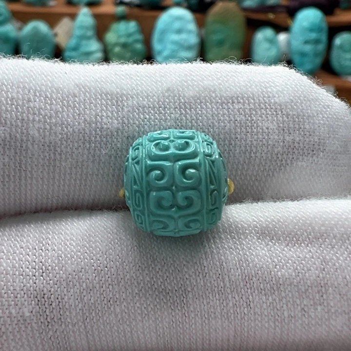 绿松石未镶嵌回纹珠10mm