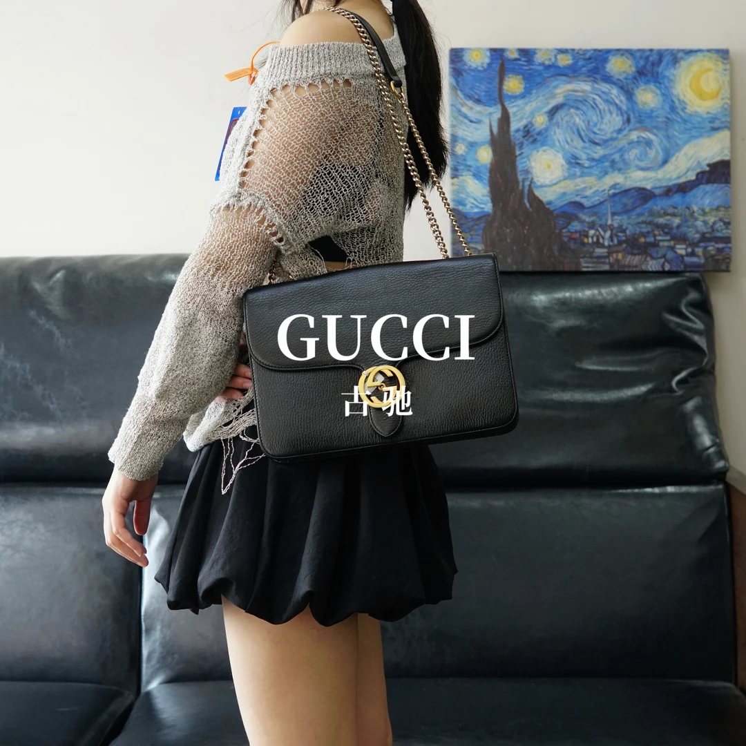 95新 GUCCI/古驰 黑色单肩包/ZH05125356/5356