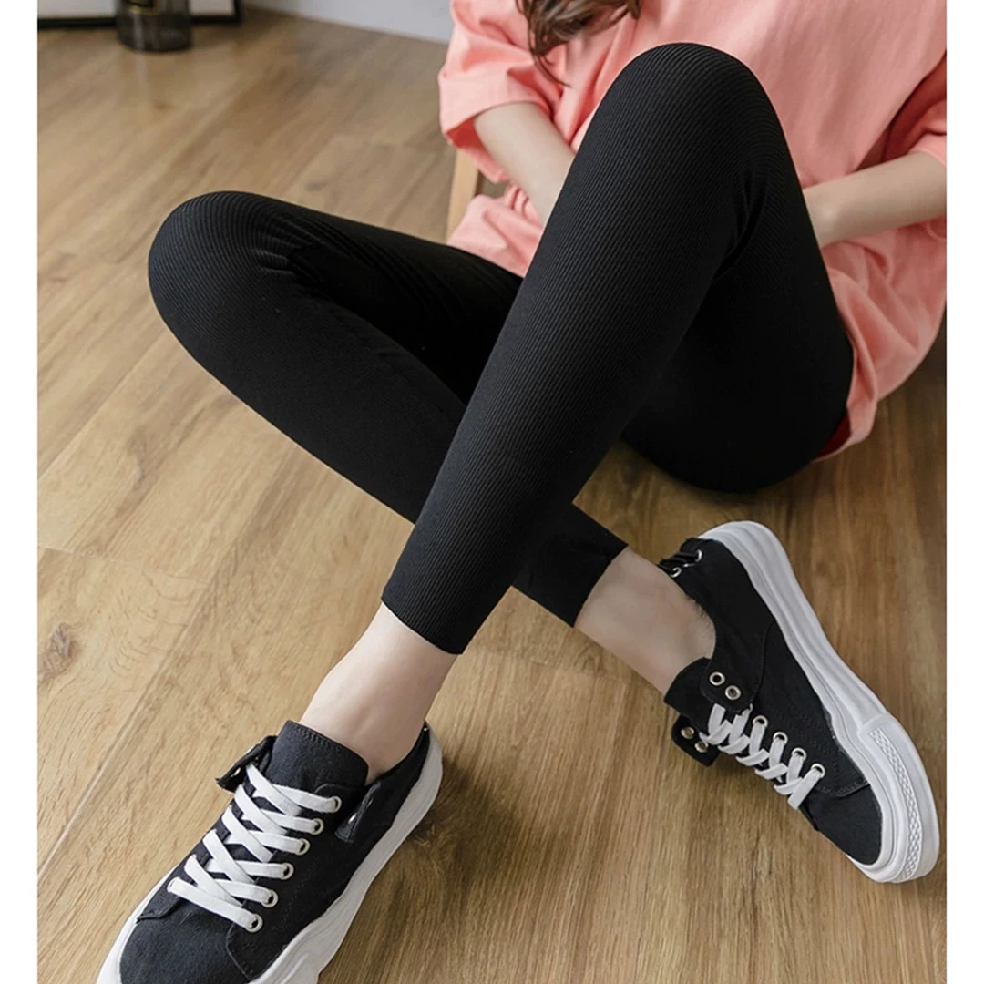 春夏女士针织打底裤柔软松紧腰百搭简约01928舒适可外穿