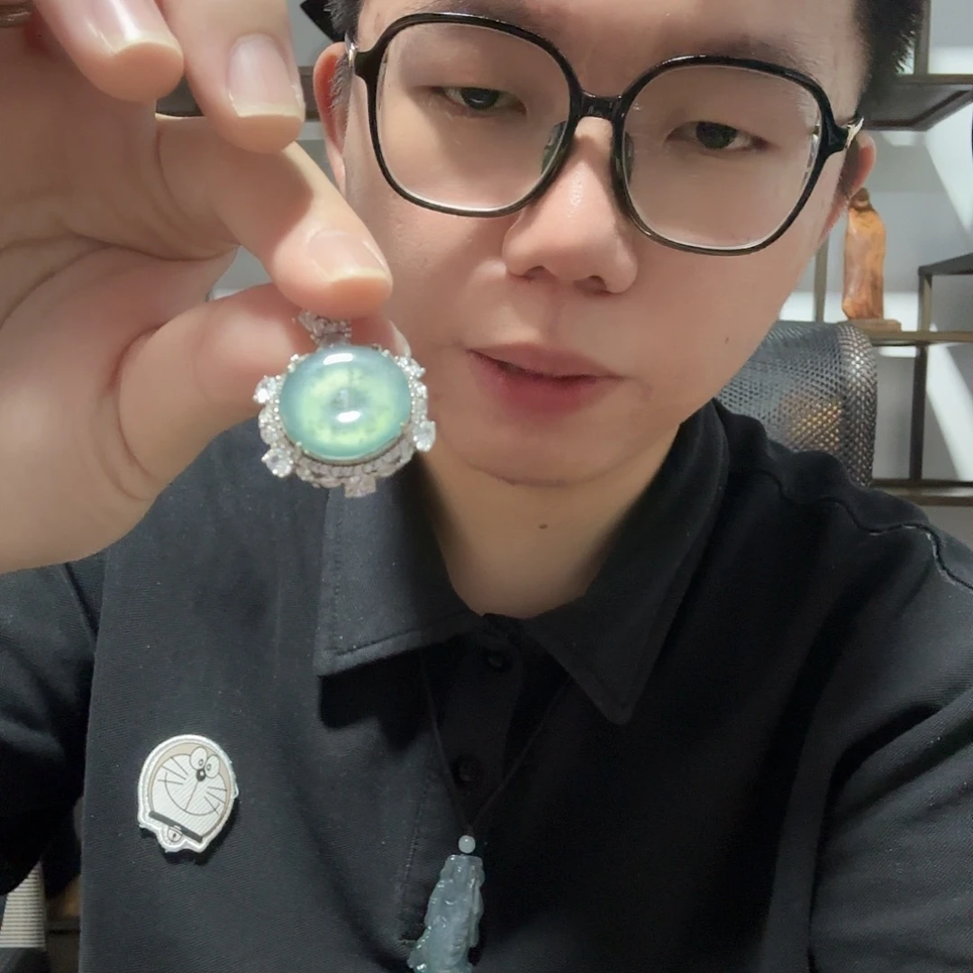 翡翠银S925镶嵌颈饰天然翡翠A货平安扣
