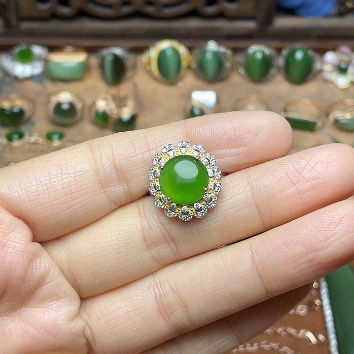 和田玉（碧玉）银S925镶嵌吊坠(赠链)