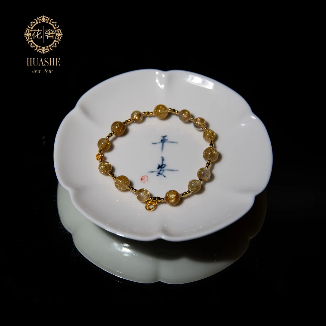 【暴富】花奢珠宝  板钛晶＋18k金手链（多样性发货）