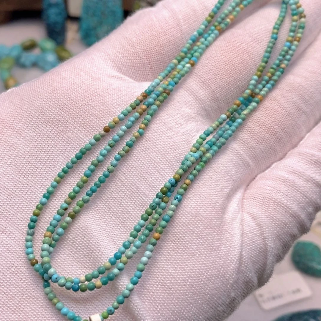 未镶嵌绿松石原矿彩虹米珠链2mm