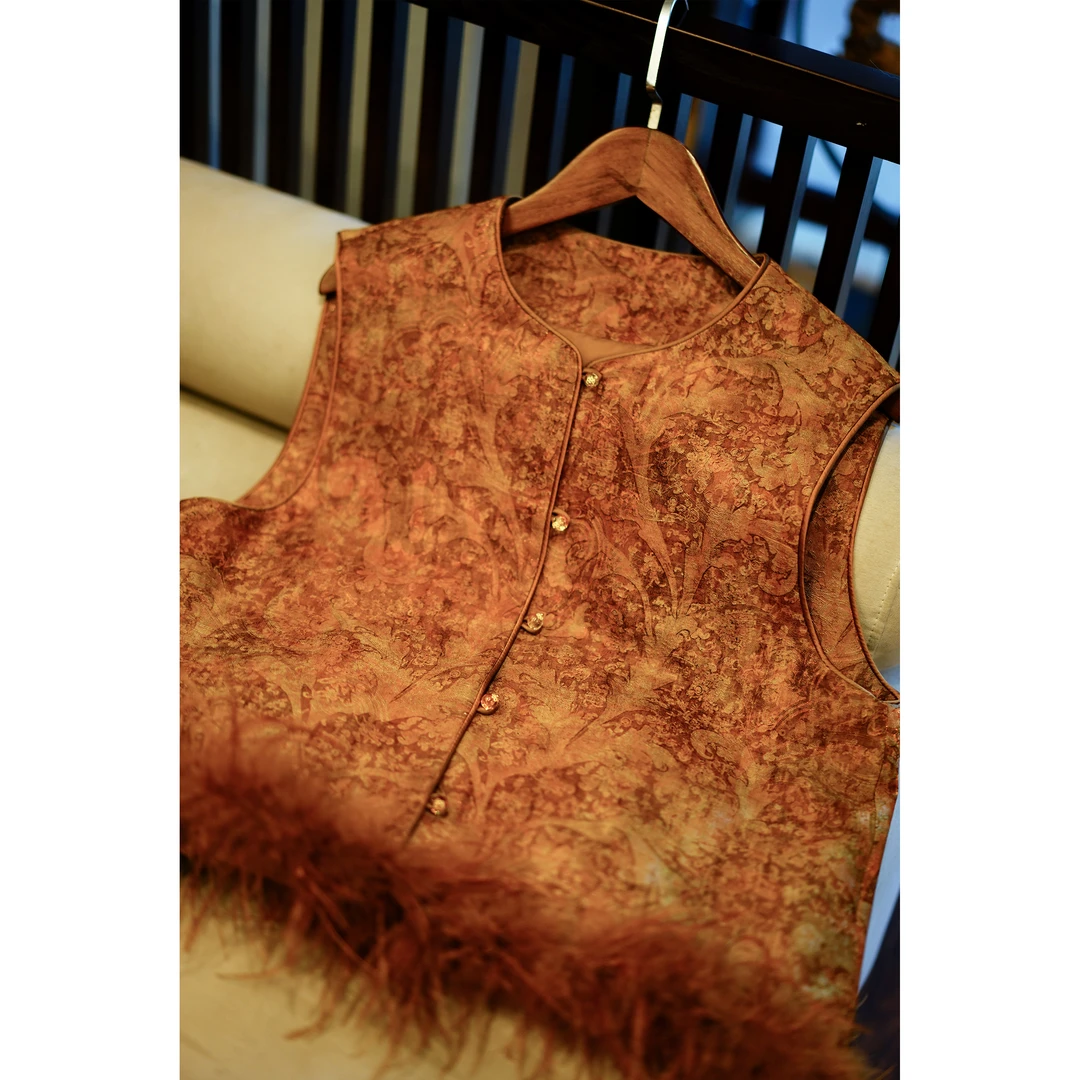 【微遥】秋季新中式国风复古提花轻奢大气短款马甲