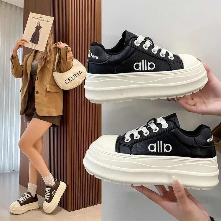 厚底小白鞋女2025秋季新款百搭小个子增高面包鞋松糕大头运动鞋