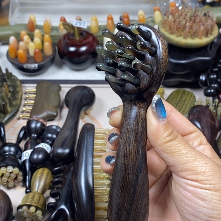 紫光檀15齿羊角按摩梳一个