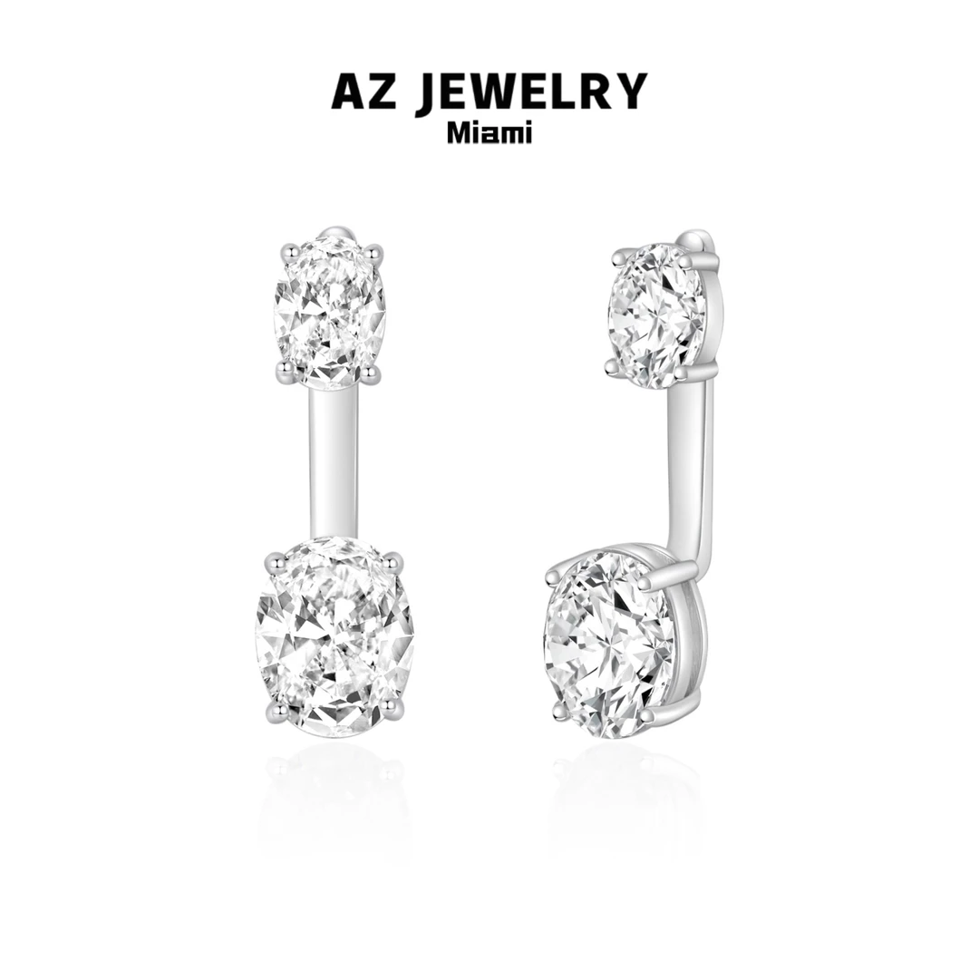 ANNA ZUCKERMAN 925银合成锆石耳饰 悬浮鸽子蛋白色耳钉耳坠E0237