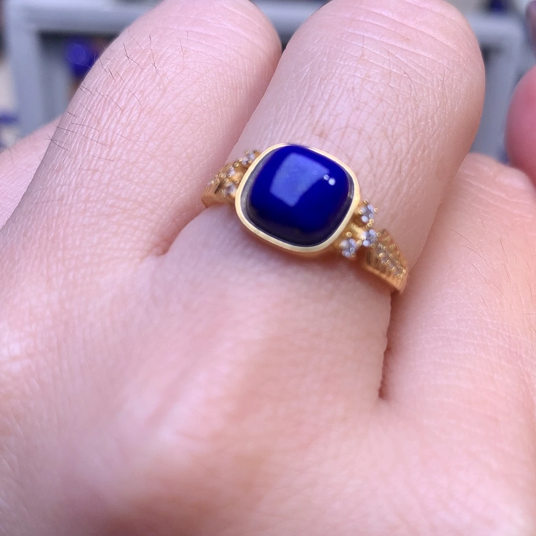 青金石银S925镶嵌戒指