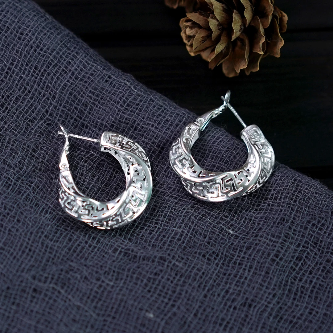 A94气质复古民族风耳圈手工百搭重工小众银耳钩耳饰