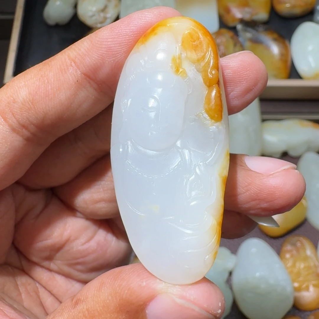 和田玉银S925镶嵌吊坠(不含链)