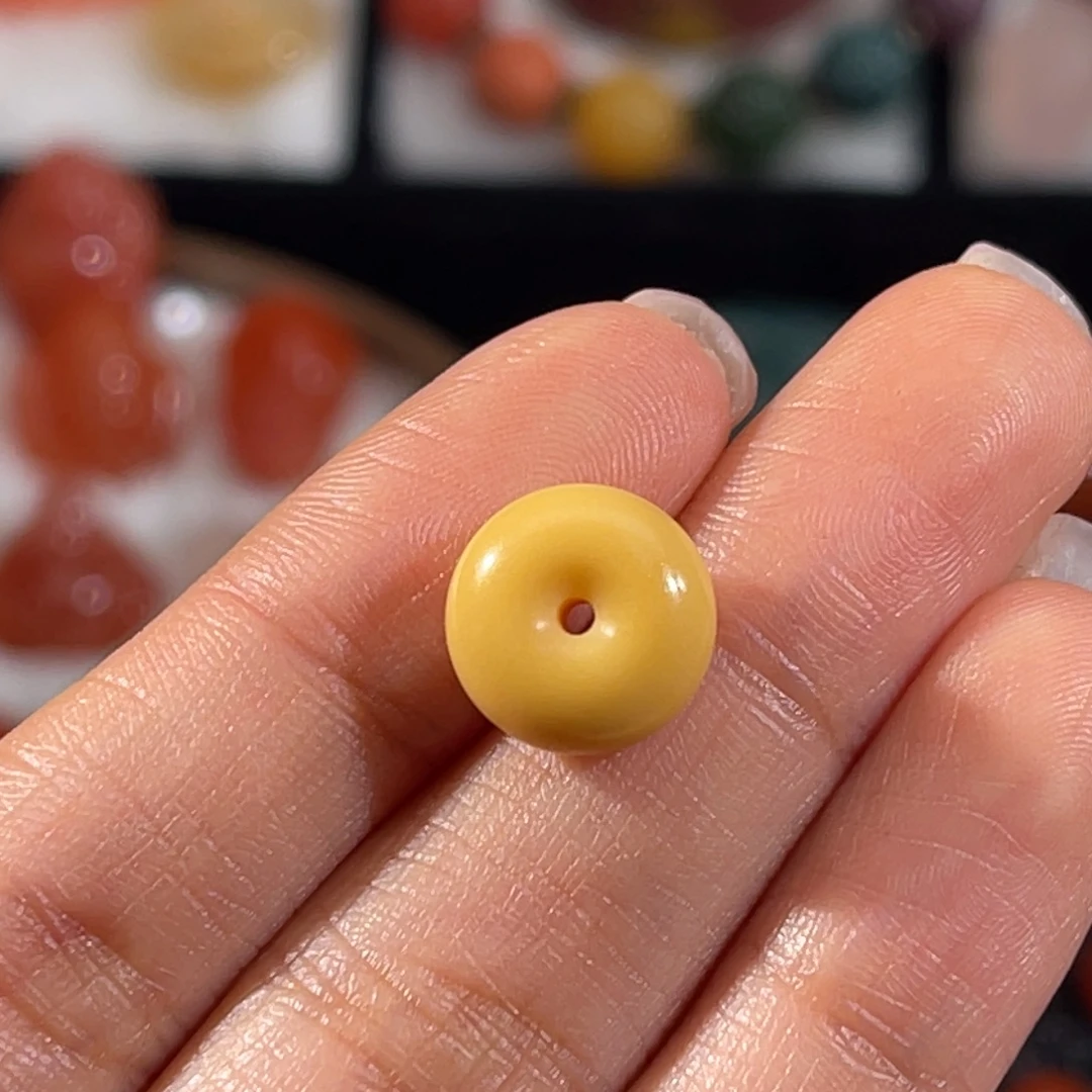 石英质玉（黄龙玉）未镶嵌面包圈 11.3x5.8mm 不换退