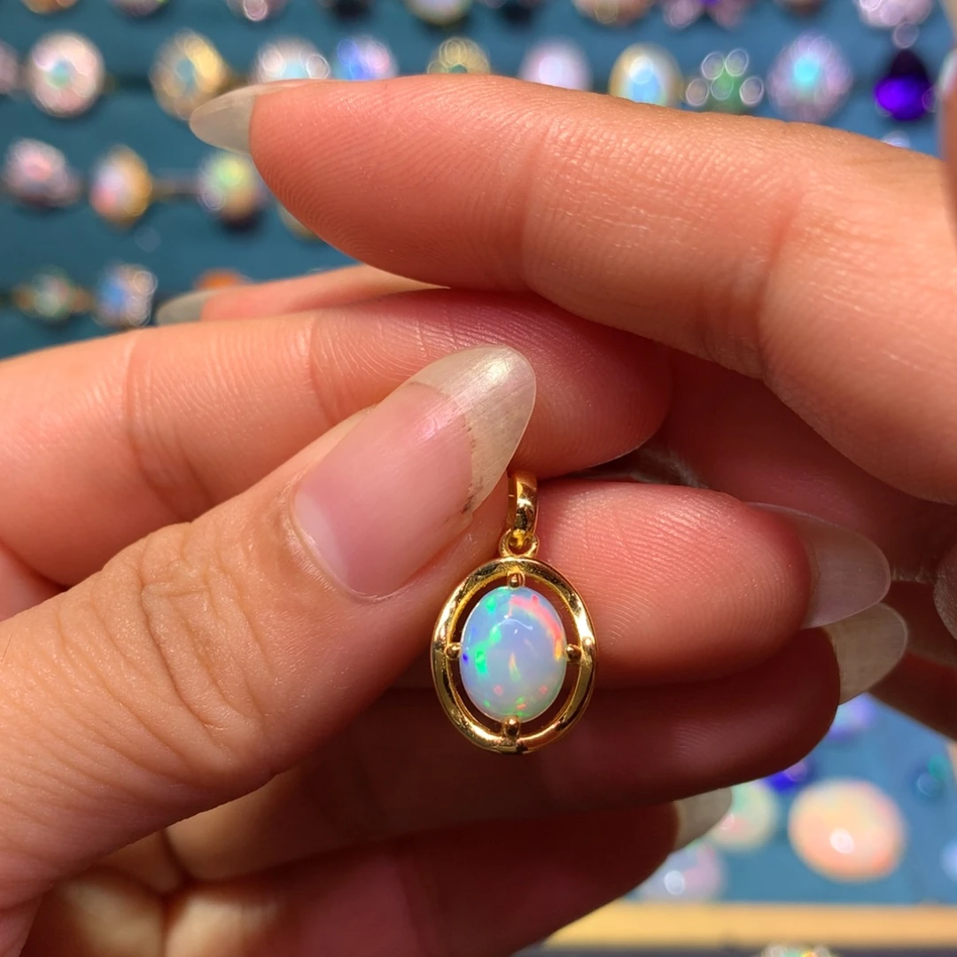 欧泊银S925镶嵌吊坠款