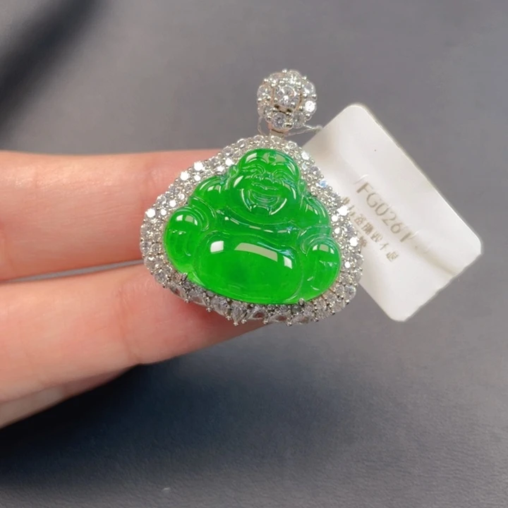 翡翠银S925镶嵌吊坠(不含链)