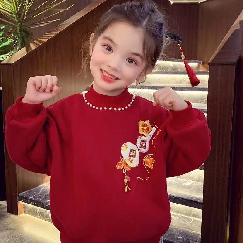 甜桃家平安刺绣女童卫衣T5
