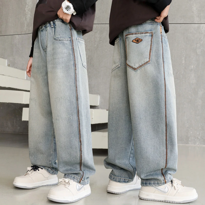 男童裤子春季中大童春装休闲裤2025春秋新款儿童牛仔长裤潮牌男孩